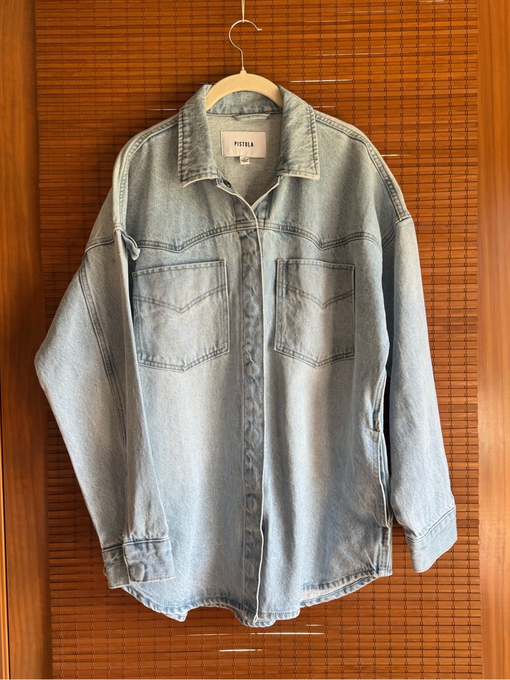 Pistola Mandy Radiant Light Wash Denim Oversized Jacket Sz Small Women’s Revolve - Picture 3 of 7